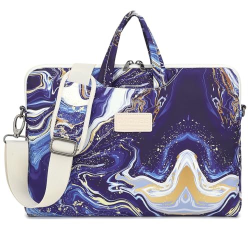 DACHEE Laptop Shoulder Bag for 15 Inch/15.6 Inch Macbook Pro - color: Royal Blue Marble Shoulder