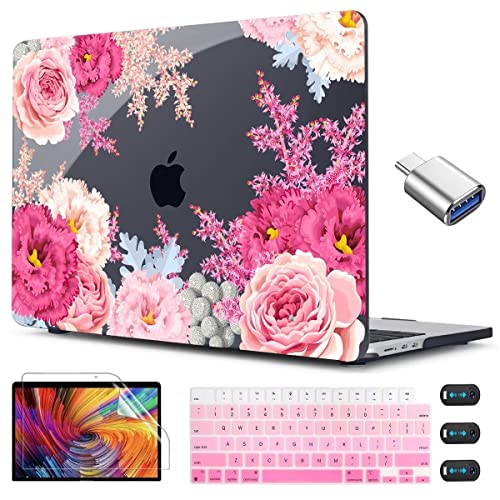 CISSOOK Compatible with MacBook Air 13.6 inch Case A3449 A3240 A3113 A2681 | 2026 2025 2024 2023 2022, 5in1 Set Hard Shell Case Keyboard Cover for MacBook Air 13 inch M2 M3 M4 M5, Gorgeous Flowers - color: Air13.6inch-Gorgeous flowers