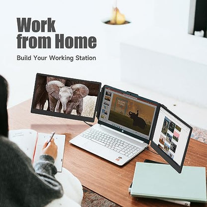 KEFEYA Laptop Screen Extender, 14" Portable Monitor for Laptop, 1440P QHD Triple Screen Monitor Extender for 13"-17" Laptops, HDMI/USB-C for MacBook, Windows, Chrome, Switch, Plug & Play - size: 14.1"