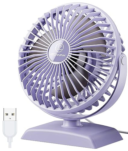 JZCreater USB Desk Fan, USB Fan Mini, 360 Rotation Desktop Fan with 3 Speed, Table Personal Cooling Fan, Quiet Mini Desk Fan, USB Powered, Small Fan for Home Office Bedroom Car Travel, Purple - color: 282-Purple