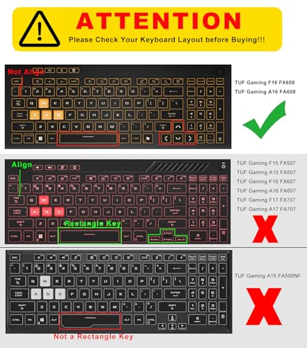 CaseBuy Ultra Thin Keyboard Cover for ASUS TUF Gaming 16" F16(2025) FX608 FX608JH FX608JMR FX608JP FX608LP FX608LM/TUF Gaming 18 A18(2025) FA808UM FA808UH Laptop(NOT for A16 FA607 F16 FX607JV FX607VU)