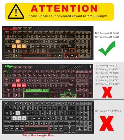 CaseBuy Ultra Thin Keyboard Cover for ASUS TUF Gaming 16" F16(2025) FX608 FX608JH FX608JMR FX608JP FX608LP FX608LM/TUF Gaming 18 A18(2025) FA808UM FA808UH Laptop(NOT for A16 FA607 F16 FX607JV FX607VU)