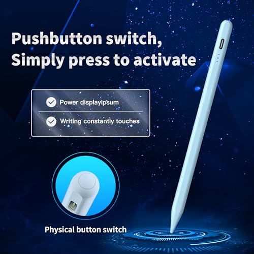 Stylus Pen Android for AMZ Tablet HD 10/Max 11 Compatible with Samsung/Lenovo,Accurate， Push-Button Switch On/Off,Long Battery Life+2Tips(NW Blue) - color: NW Blue