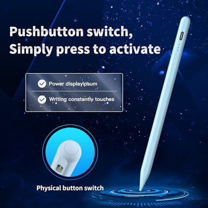 Stylus Pen Android for AMZ Tablet HD 10/Max 11 Compatible with Samsung/Lenovo,Accurate， Push-Button Switch On/Off,Long Battery Life+2Tips(NW Blue) - color: NW Blue
