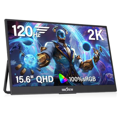 InnoView 15.6-Inch Portable Monitor, 120Hz 2K QHD, USB-C/HDMI, Travel Monitor for Laptop MacBook/Switch/PS5/Xbox (Adapter Not Included) - size: 15.6 inches
