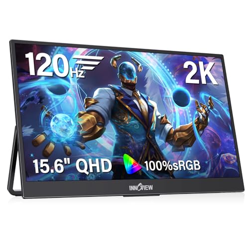 InnoView 15.6-Inch Portable Monitor, 120Hz 2K QHD, USB-C/HDMI, Travel Monitor for Laptop MacBook/Switch/PS5/Xbox (Adapter Not Included) - size: 15.6 inches