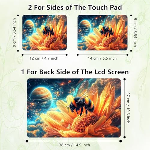 Laptop Skin Sticker Decal, Universal Reusable Vinyl Laptop Cover for 12" 13" 13.3" 14" 15" 15.4" 15.6" Notebook PC, Reusable Waterproof Scratch-Resistant with 2 Wrist Pads,Bee Outer Space - color: Bee Outer Space