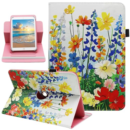 Universal 10 10.1 Inch Android Tablet Case, Dluggs 360 Degree Rotating Multi-Angle Viewing Stand Universal Case Cover for 10 10.1 and All 9.5-10.5 Inch Tablet, Small Flowers - color: Small Flowers