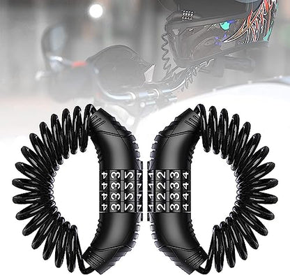 Windance 2pcs Motorcycle Helmet Lock Cable, Anti-Theft Retractable Luggage Lock with 4 Digit Password Combination Security Lock (Black 2pcs) - color: Black 2pcs