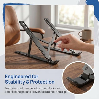 Ergonomic Laptop Stand, Plastic Laptop Riser, Portable and Adjustable Notebook Computer Holder Compatible,Black - color: Black