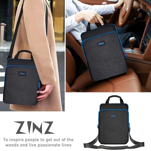 Laptop Shoulder Bag 12.3-13 inch Case Sleeve, Expandable Handbag with Valuables Compartment Compatible with MacBook Air/Pro/Neo 13", iPad 12.9"/13"/11", Shockproof,Black-Blue edge - color: Black-blue Edge