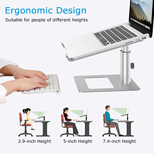 BoYata Laptop Stand, Ergonomic Aluminum Height Adjustable Computer Stand Laptop Riser Holder for Desk, Compatible with MacBook Pro/Air, Dell, Lenovo, HP, Samsung, More Laptops 11-17" - color: Silver