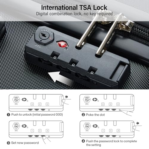 Hanke 28 Inch Large Checked Luggage, Hard Shell with TSA Lock & Wet Pocket | PC Hard Shell, Large Check in Size, Separate Wet Pocket, 8 Spinner Wheels, for long Trip, European travel - color: Jet Black, size: 28 Inch