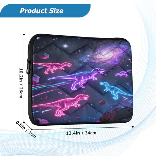 Neon Dinosaurs in Space Padded Laptop Sleeve Case 13 Inch Soft Quilted Laptop Bag Waterproof Computer Sleeves - color: Neon Dinosaurs in Space-1, size: Medium