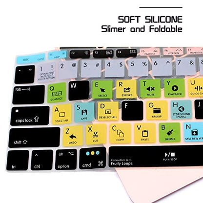 HRH Fruity Loops FL Studio Hotkey Silicone Keyboard Cover Skin for MacBook Pro 13"A1708 A1988 No Touch Bar 2018 2017 2016 Release and for MacBook 12"A1534 (2015)&A1931(2018)USA Layout Protective Skin - color: Hotkey-Fruity Loops