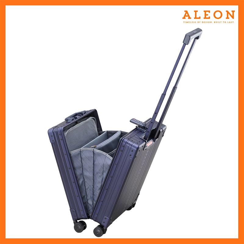 All-Aluminum 21" Vertical Carry-On Business Briefcase, TSA-Approved Hardshell Case, Spinner Wheels, Laptop Compartment, Aluminum Frame Cabin Bag for Travel & Business, Durable & Sleek (Sapphire) - color: Sapphire