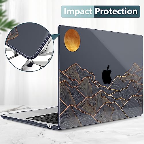 DONGKE for MacBook Air 13 Inch Case M5 2026 M4 2025 M3 M2 2024-2022 A3449 A3240 A3113 A2681, Plastic Hard Shell & Keyboard Cover & Screen Film for MacBook Air 13.6 Inch Case - Abstract Mountain - color: Abstract Mountain X692
