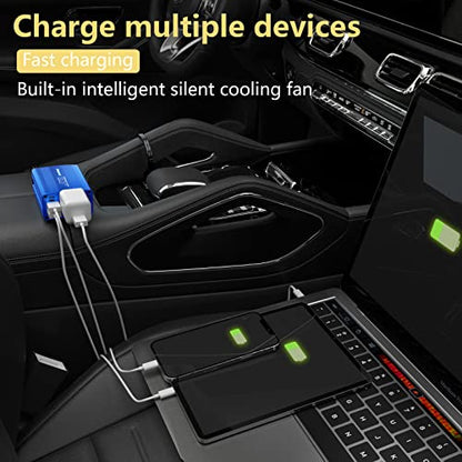 150W Car Power Inverter DC 12V to 110V AC Converter with 3.1A Dual USB Power inverters for Vehicles,Road Trip Essentials Camping Accessories Blue - color: Blue