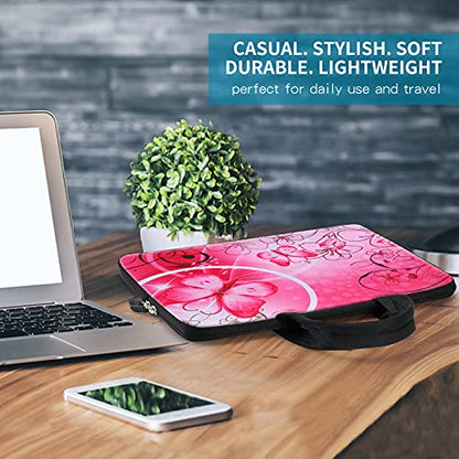 icolor 11 11.6 12 12.1 12.5 inch Laptop Carrying Bag Chromebook Case Notebook Ultrabook Bag Tablet Travel Cover Neoprene Sleeve for Apple Macbook Air Samsung Google Acer HP DELL Lenovo Asus Pink - color: Pink Flowers