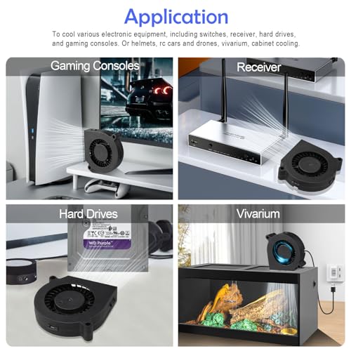 Wathai 60mm Computer Case USB Blower Fan 5V Variable Speed Controller 6015 | 2 ni 1 Small Blower Fan for Receiver DVR PlayStation Xbox Computer Cabinet Cooling 2 Pack - size: 60mm