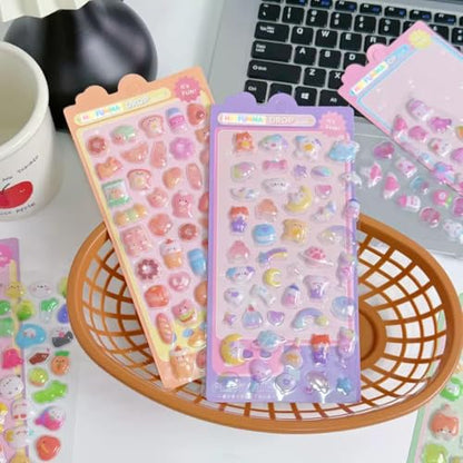 3D Puffy Stickers 8 Sheets 500+ Kawaii Stickers for Phone Case & Handbooks ﻿ - style: 8PCS Stickers