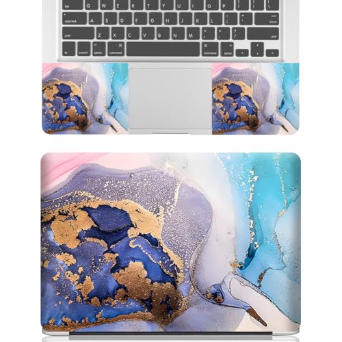 12.1-15.6 Inch Laptop Skin Decal, Universal Reusable Vinyl Laptop Cover Sticker, Waterproof Art Decal Protector in Colorful Marble - color: Colorful Gold Marble