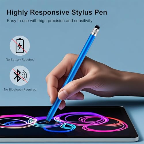 12Pcs Blue Stylus Pen for Touchscreen, 2-in-1 Stylus Pen for iPad | High Precision & Sensitivity, Aluminum Body, Suitable for iPad iPhone Android Smartphone Tablet Switch and All Touch Screens - color: 12 Blue