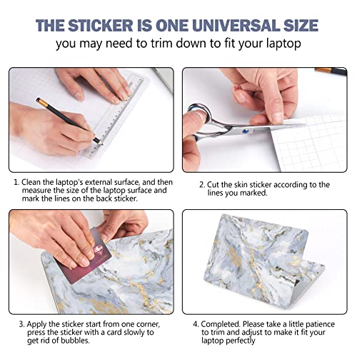 AIMSA Laptop Skin Sticker Decal, 12 13 13.3 14 15 15.4 15.6 inch Laptop Art Decal Protector Notebook Netbook PC 15.6" Universal Vinyl Cover, Grey Gold Marble - color: Grey Gold Marble