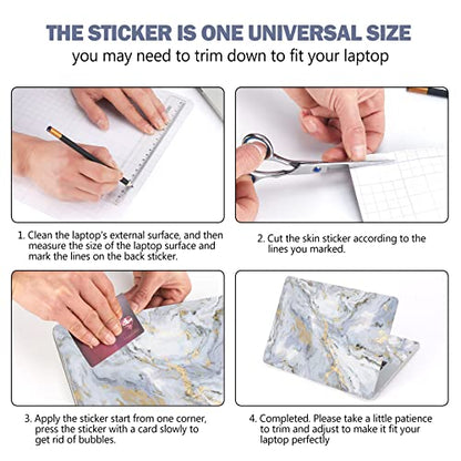 AIMSA Laptop Skin Sticker Decal, 12 13 13.3 14 15 15.4 15.6 inch Laptop Art Decal Protector Notebook Netbook PC 15.6" Universal Vinyl Cover, Grey Gold Marble - color: Grey Gold Marble