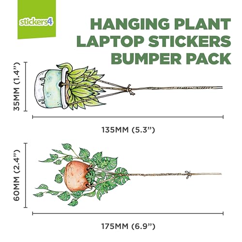 10 x Hanging Plant Laptop Stickers for Women | Cute Laptop Decals | Original Design Plant Stickers for Laptop | Easy Peel and Stick | Removable | Also Perfect for Water Bottles | Journals