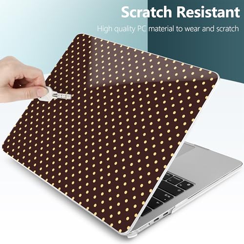 for MacBook Air 13 Inch (13.6 Inch) Case, M5/M4/M3/M2 Chip 2026 2025 2024 2023 2022, Hard Plastic Printed Cover with Screen Protector & Keyboard Cover & Dust Plugs, Brown Polka Dots - color: Brown Polka Dots