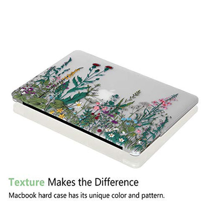 Case for MacBook Air 13 inch A1466 A1369 2010-2017 Release, 5 in 1 Matte Clear Hard Shell&Keyboard Cover&Screen Protector&Webcam Cover Compatible with Older Version Air 13.3 - Garden Flowers - color: Z Midnight Green
