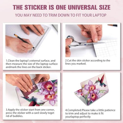 PLIGREAT Hummingbird Flower Laptop Decal Sticker Skin Cover, Pink Laptop Sticker Skin Decal Fits 12" 13" 13.3" 14" 15" Laptops Universal Removable Vinyl Netbook PC Cover Decals - color: Hummingbird Flower