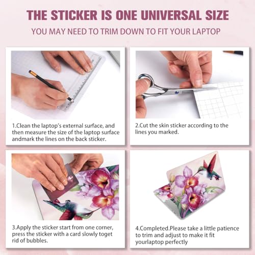 PLIGREAT Hummingbird Flower Laptop Decal Sticker Skin Cover, Pink Laptop Sticker Skin Decal Fits 12" 13" 13.3" 14" 15" Laptops Universal Removable Vinyl Netbook PC Cover Decals - color: Hummingbird Flower