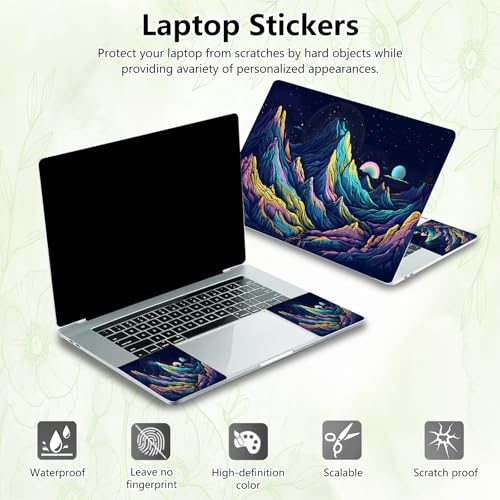 Laptop Skin Sticker Decal, Universal Reusable Vinyl Laptop Cover for 12" 13" 13.3" 14" 15" 15.4" 15.6" Notebook PC, Reusable Waterproof Scratch-Resistant with 2 Wrist Pads,Art Mountains Desert - color: Art Mountains Desert
