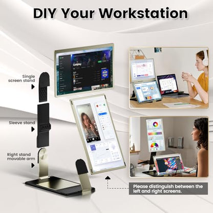 KEFEYA Laptop Screen Extender, 15.6" Portable Monitor for Laptop with 120% sRGB, FHD IPS & USB to HDMI Hub & 235° Rotation, Triple Monitor Extender Plug & Play Fits for All Laptops (Mac/Win/Android) - size: Triple-15.6"