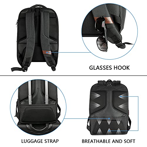 KROSER Laptop Backpack Computer Backpack 17.3 Inch for Men-Charcoal Black | Laptop with USB Charging Port Water-Repellent Travel Large Backpack Casual Daypack Business/College/Women - color: A-charcoal Black-17.3"