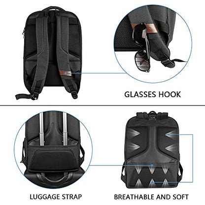 KROSER Laptop Backpack Computer Backpack 17.3 Inch for Men-Charcoal Black | Laptop with USB Charging Port Water-Repellent Travel Large Backpack Casual Daypack Business/College/Women - color: A-charcoal Black-17.3"