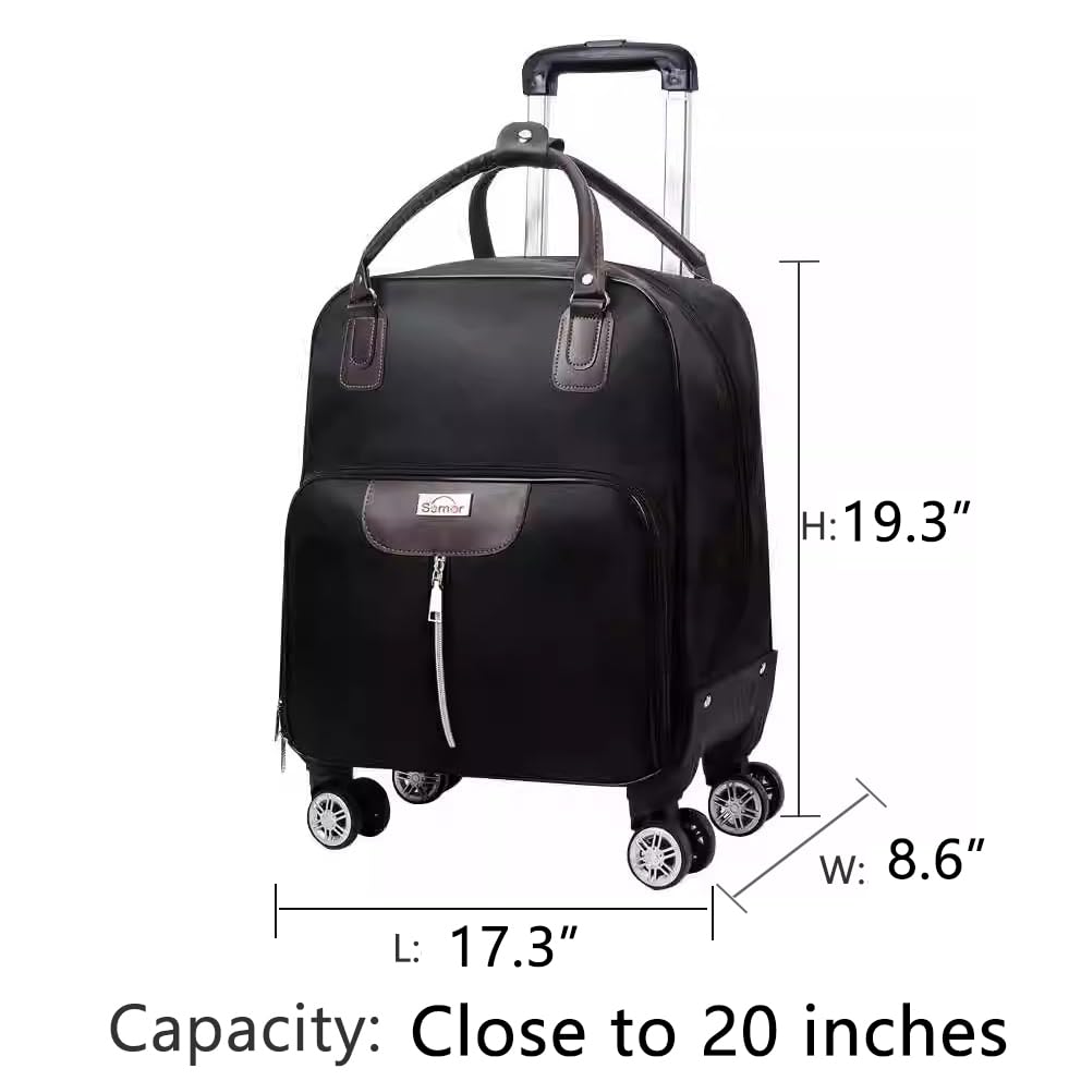 Rolling Laptop Bag, Lightweight Travel Trolley Luggage with 360° Spinner Wheels, Carry-On Wheeled Computer Tote