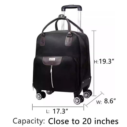 Rolling Laptop Bag, Lightweight Travel Trolley Luggage with 360° Spinner Wheels, Carry-On Wheeled Computer Tote