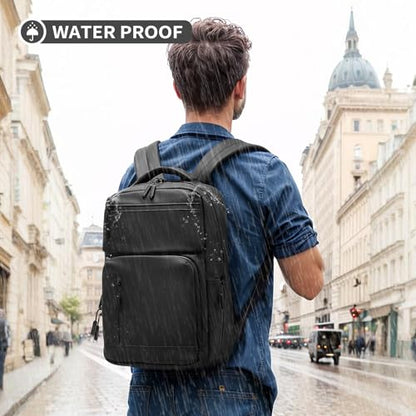 Waterproof Laptop Backpack for Men & Women, Flight Approved Anti-Theft Daypack with 15.6-inch Laptop Sleeve (Black) - color: Black