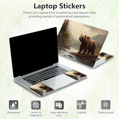 Laptop Skin Sticker Decal, Universal Reusable Vinyl Laptop Cover for 12" 13" 13.3" 14" 15" 15.4" 15.6" Notebook PC, Reusable Waterproof Scratch-Resistant with 2 Wrist Pads,Brown Bears in Forest - color: Brown Bears in Forest