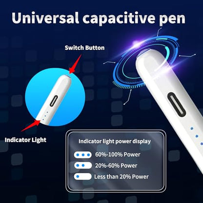 Stylus Pen Android for AMZ Tablet HD 10/Max 11 Compatible with Samsung/Lenovo,Accurate， Push-Button Switch On/Off,Long Battery Life+2Tips(NW White) - color: NW White