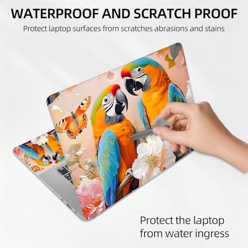 Colorful Macaw Parrots Tropical Universal Laptop Skin Sticker 3PCS, Protective Decal Trim-to-Fit 11.6" 13.3" 14" 15.6" Laptop Vinyl Cover, Removable Anti-Scratch Computer Decal Protector - color: Colorful Macaw Parrots Tropical