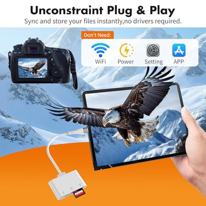 XD Card Reader for iPhone 17 16 15 14, 3-in-1 USB-C & Lightning SD Card Adapter for Olympus xD Picture Card, Micro SD Reader for MacBook, iPad, Android, Old Camera Photo Transfer