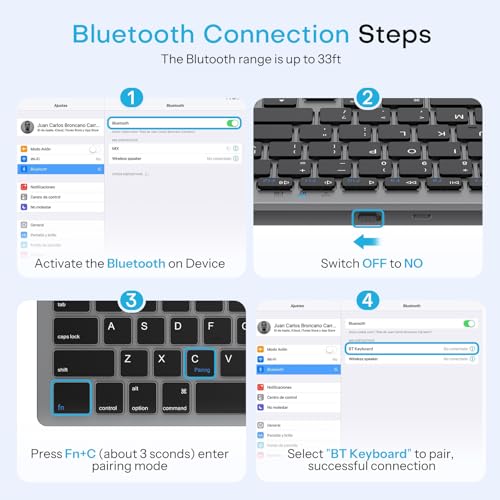 OMOTON Upgraded Rechargeable Bluetooth Keyboard for iPad, with Adjustable Stand Holder and 2 Key Stickers, Compact Portable Wireless Keyboard for iPad 11th A16, 10th, Pro, Air, Mini, Grey - color: Grey