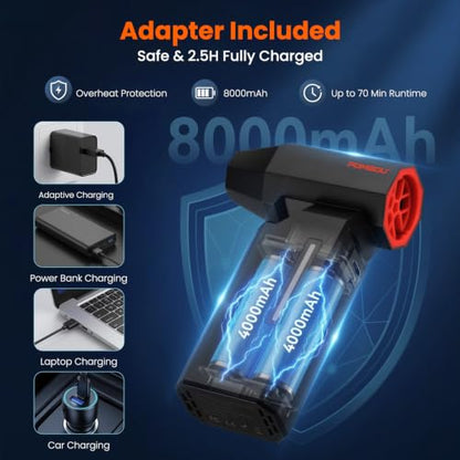Compressed Air Duster, 130000RPM Electric Air Duster with Brushless Motor, 5 Gear Adiustable Cordless Air Blower, Rechargeable Mini Blower for PC, Keyboard, Home Cleaning, Outdoor and Car