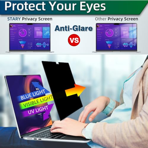 STARY Privacy Screen for MacBook Air 13.6 & 13 Inch(2022,2023,2024, M2, M3) Removable Laptop Privacy Filter with Matte Anti-Glare Blue Light Protector
