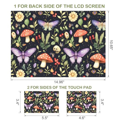 DINKY Laptop Notebook Skin Sticker Cover Decal, 13 13.3 14 15 15.4 15.6 inch Laptop Vinyl Skin Sticker Cover Soft Art Protector Netbook (Mushroom Butterfly) - color: Mushroom Butterfly