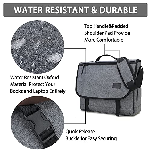 RAVUO Messenger Bag for Men, Water Resistant Lightweight Satchel 15.6 17 Inch Laptop Bags Shoulder Bookbag - color: 15.6 Inch-grey